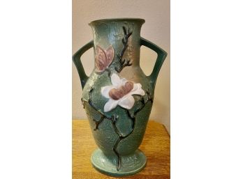 Large Roseville Magnolia Flower 98-15 USA Handled Urn Vase As Is