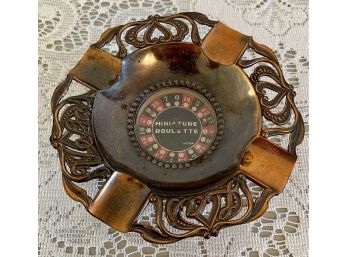 Vintage Fabulous Las Vegas Etched Copper Working Roulette Wheel Ashtray