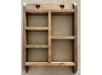Vintage Handmade Wooden Wall Organizer With Heart Cutout