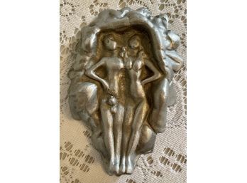 Vintage Pewter Naughty Soap Dish Naked Man & Woman On The Back