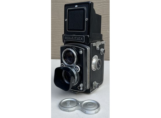 Vintage 24mm X 36mm Or 1 X 1.5 Inch Rolleiflex Camera With Original Rolleiflex Leather Case