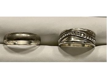 Two Rings (1) Sterling Silver Band And (1) Brighton Band With Rhinestones