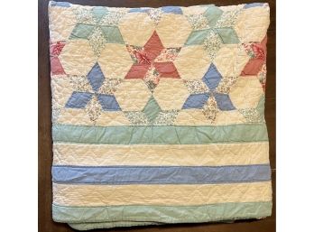 Vintage Hand Stitched Star Pattern Cotton Quilt