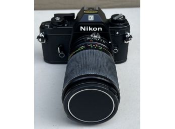 Nikon EM 35mm Film Camera With Vivitar 35 - 105 Mm Macro Focusing Zoom Lens