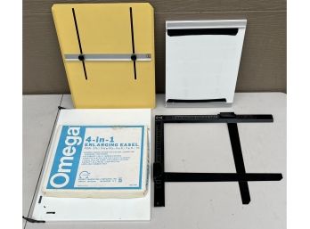 Collection Of Film Trays And Easel  - Omega 4-1 Enlarging Aisle, Saunders, Pro Japan, And More