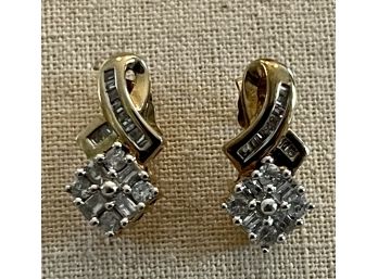 10K Yellow Gold And Diamond Earrings Signed DLC