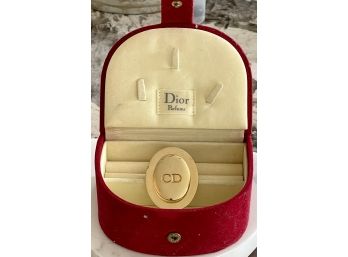 Vintage Christian Dior Gold Tone Pin Pendant With Red Velvet Dior Perfume & Jewelry Box