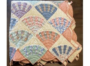 Vintage Arch Quilts Hawthorne NY Colorful Fan Quilt