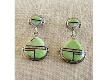 Rick Tolino Gaspeite, Opal And Sterling Silver Earrings