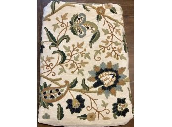 Stunning Wool Embroidered Jacobean Material For Coverlet Or Drapes