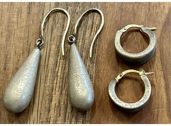 925 Sterling Silver Peru Gold Tone Post And Hook Earrings Total Weight 7.9 Grams