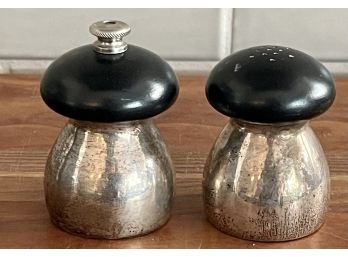 Vintage Sterling Silver Mushroom Top Made In Italy Salt And Pepper Grinder With Wood Interior & Tops