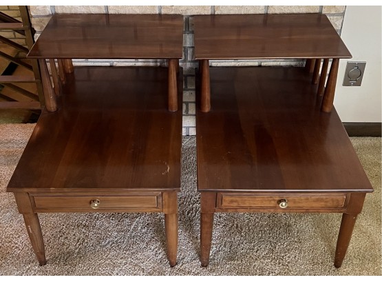Pair Of Mid Century Modern Willett Single Drawer Side Tables
