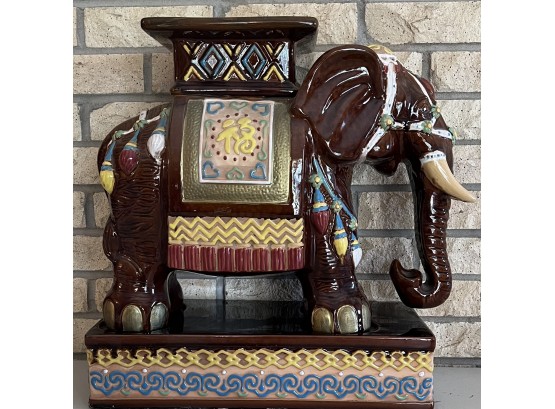 19 Inch Multi Colored Decorative Elephant Plant Stand