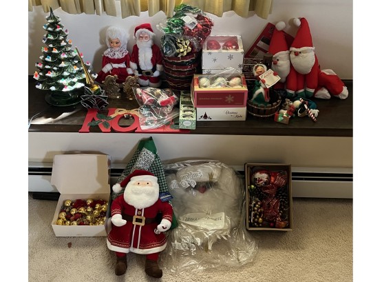 Large Collection Of Christmas Decor - Ornaments, Light Up Tree, Figurines, And More