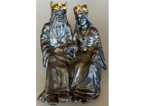 1999 Michael Ricker King And Queen Sitting Pewter Figurine 104/300