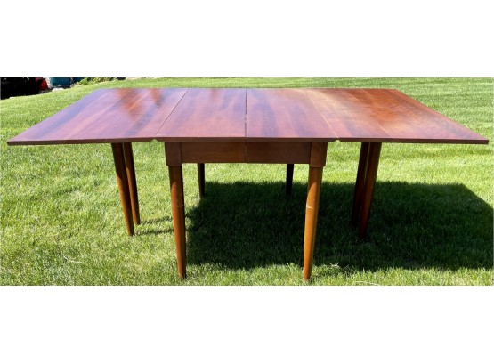 Mid Century Modern Willett Transitional Solid Cherry Peg Leg Drop Leaf Dining Table With (2) Additional Leaves