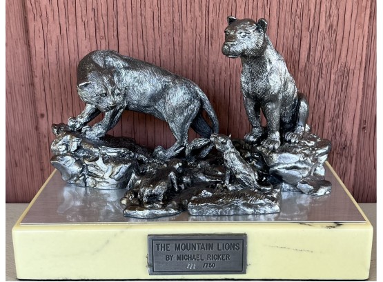 The Mountain Lions By Michael Ricker Pewter Figurine 111/750