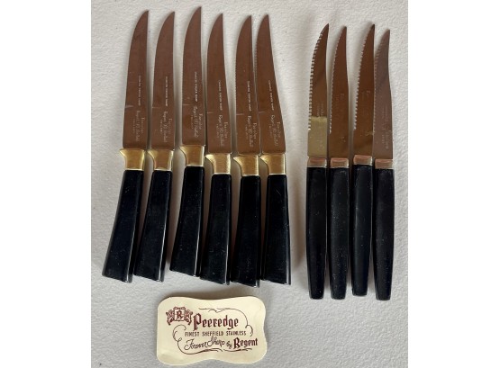 (6) Peeredge Sheffield England Finest Stainless Knife Set By Regent & (4) Evensharp By Sheffield Steak Knives
