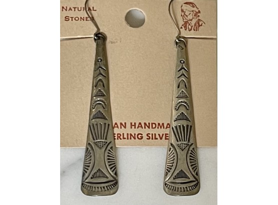 Sterling Silver Navajo Stamped Wire Earrings