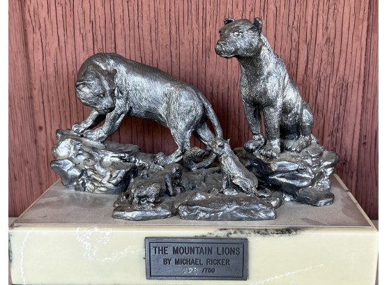 The Mountain Lions By Michael Ricker Pewter Figurine 109/750