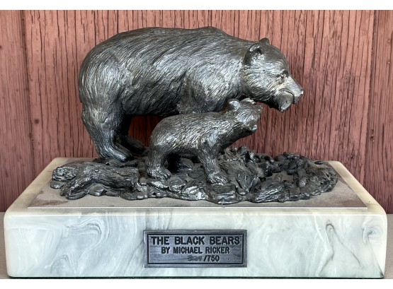 1991 The Black Bears By Michael Ricker Pewter Figurine 324/750