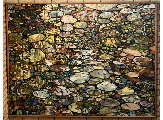6 Foot Large Stephen Simons Multicolor Original - Looking Backward  - 1980 Abstract Oil On Canvas