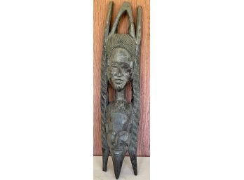 Ebony Wood Double Face Tribal Carving
