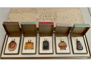 Vintage Ciro Originals Box Perfume Set Surrender - New Horizons - Danger - Ricochet - Reflexions With Bottles