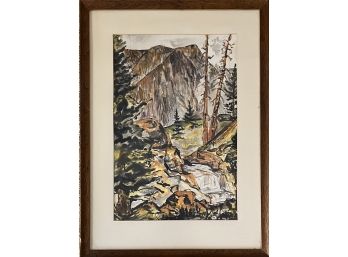 Mignon Sweet 1956 Signed Original Mountain Scene Watercolor In Frame