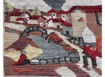 38 X 30 Inch Woven Wool Landscape Motif Tapestry