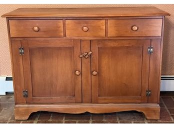 Willett 1950's Colonial Beryl Maple Side Board 3 Drawer With Bottom Cabinet