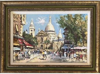 Original Oil On Canvas City Scene Signed Page In Custom Frame