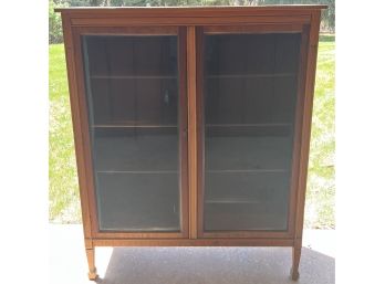 Solid Wood Glass Front Cabinet With 3 Shelves And Locking Doors Includes Key