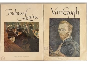 (2) Abrams Art Books 16 Beautiful Full Color Prints - Van Gogh And Toulouse Lautrec In Original Plastic