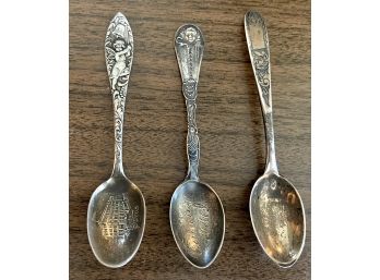 (3) Antique Sterling Silver Spoons - Deming New Mexico, Stern's, And Justis & Armige - Total Weight
