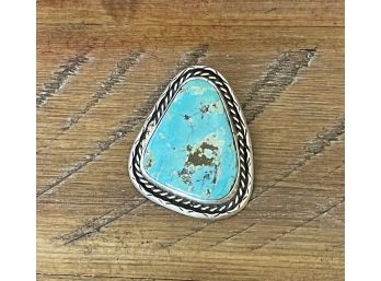 Vintage Old Pawn Navajo Sterling Silver And Turquoise Pendant (as Is)