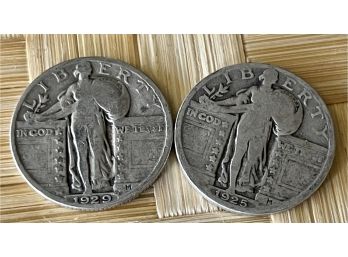 (2) Standing Liberty Silver Quarter Coins 1925 & 1929