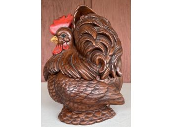 Vintage Dot Olson Signed Pottery Rooster Lidded Dish