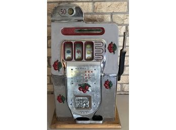 Vintage Mills Cherry 50 Cent Slot Machine (as Is) No Key