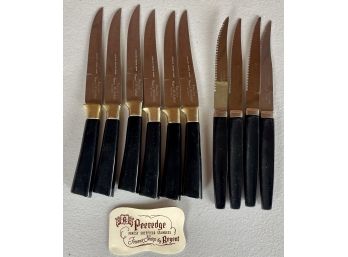 (6) Peeredge Sheffield England Finest Stainless Knife Set By Regent & (4) Evensharp By Sheffield Steak Knives