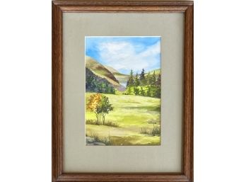 Signed Original Jeanne Horak Watercolor Mountain Landscape In Frame