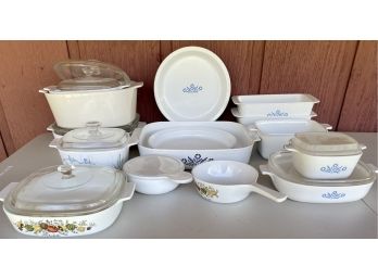 Large Collection Of Vintage Corning Ware Baking Dishes - Bread Pans, Pie Plates, Casseroles, And More