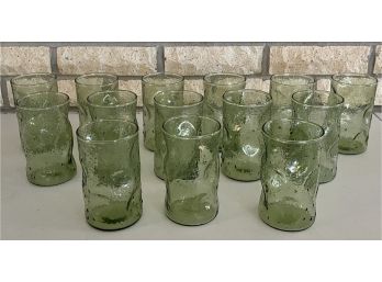 (14) Mid Century Modern Blenko Green Drinking Glasses