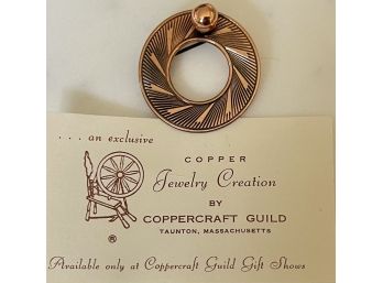 Vintage Solid Copper Pin By Coppercraft Guild Taunton MA
