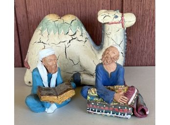 Hand Made Clay Pottery Camel Thailand And (2) Rug Merchants