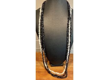 2 Strands Of Red Jasper And Obsidian Chip Beads Necklaces Or Jewelry Making - 34' Long