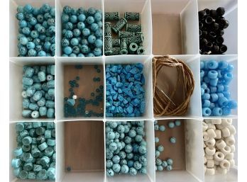 Collection Of Stone & Glass Beads Chip Bead Turquoise - Flat Disc - Round  - Opaque Colored Pony Roller Beads