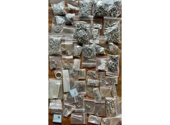 Lot Of Silver Tone Beads For Jewelry Making -wires - Rhinestones And More