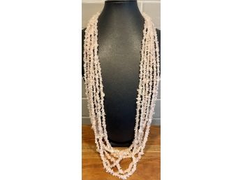 6 Pink Quartz Chip Bead Strands - 34' Long Necklaces